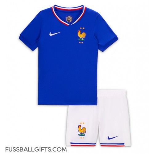 Frankreich Fußballbekleidung Heimtrikot Kinder EM 2024 Kurzarm (+ kurze hosen)